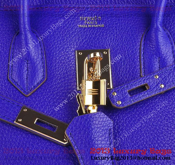 Hermes Birkin 30CM Tote Bag Blue Clemence Leather H6088 Gold