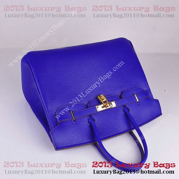 Hermes Birkin 35CM Tote Bag Blue Clemence Leather H6089 Gold