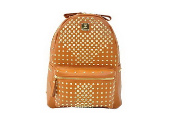 MCM Stark Backpack in Camel Grainy Leather
