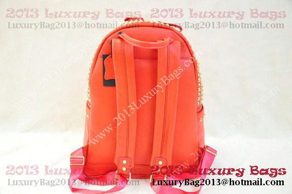 MCM Stark Backpack in Orange Grainy Leather
