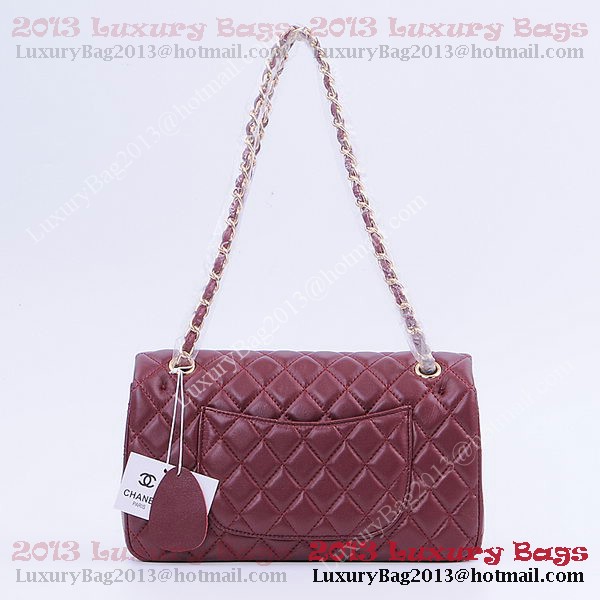 Chanel 2.55 Series Classic Flap Bag 1112 Burgundy Sheepskin Gold