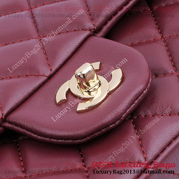 Chanel 2.55 Series Classic Flap Bag 1112 Burgundy Sheepskin Gold