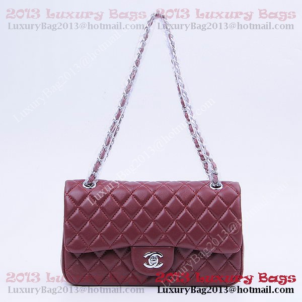 Chanel 2.55 Series Classic Flap Bag 1112 Burgundy Sheepskin Silver
