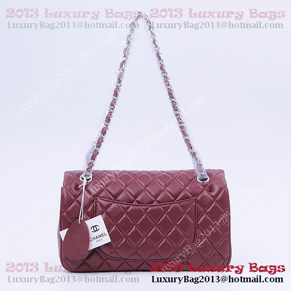 Chanel 2.55 Series Classic Flap Bag 1112 Burgundy Sheepskin Silver