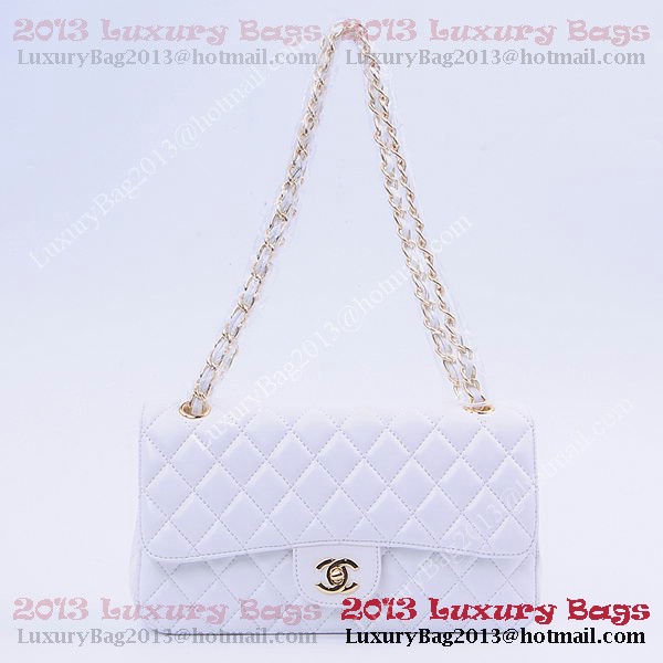 Chanel 2.55 Series Classic Flap Bag 1112 White Sheepskin Gold