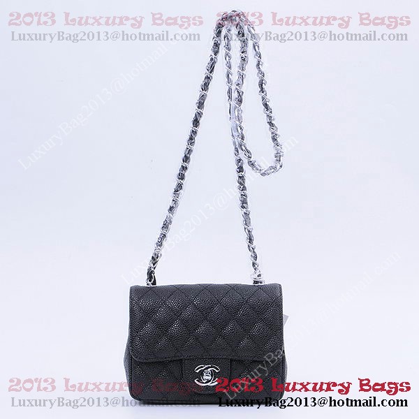 Chanel mini Classic Flap Bag Black Cannage Patterns 1115 Silver
