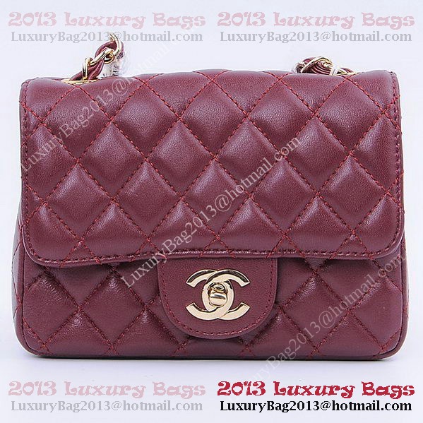 Chanel mini Classic Flap Bag Burgundy Sheekskin 1115 Gold