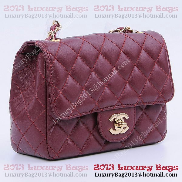 Chanel mini Classic Flap Bag Burgundy Sheekskin 1115 Gold