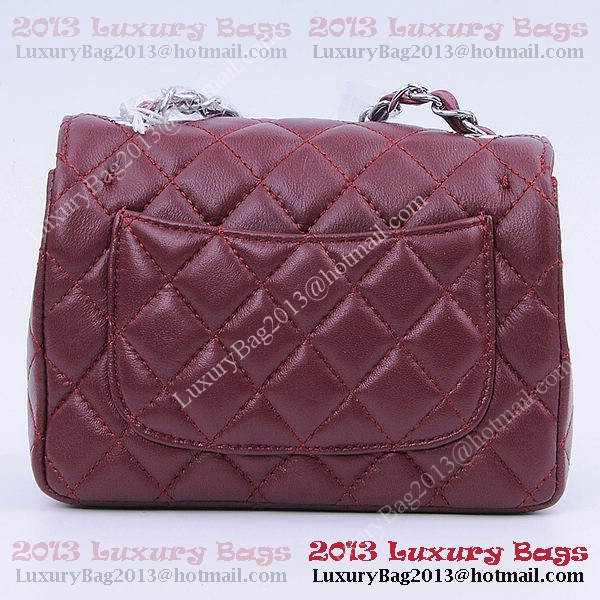 Chanel mini Classic Flap Bag Burgundy Sheekskin 1115 Silver