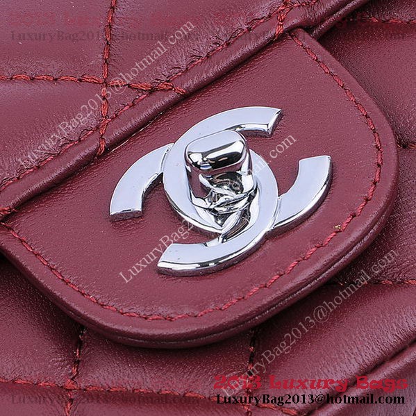 Chanel mini Classic Flap Bag Burgundy Sheekskin 1115 Silver