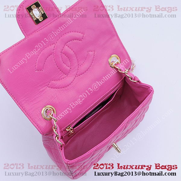 Chanel mini Classic Flap Bag Peach Sheekskin 1115 Gold