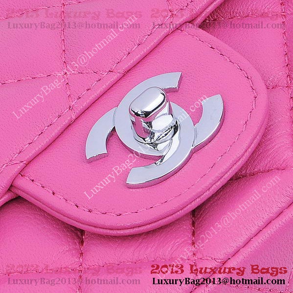 Chanel mini Classic Flap Bag Peach Sheekskin 1115 Silver