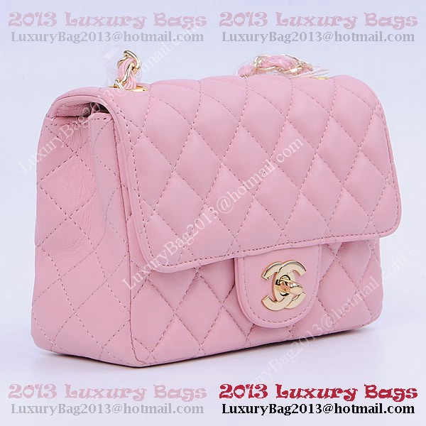 Chanel mini Classic Flap Bag Pink Sheekskin 1115 Gold