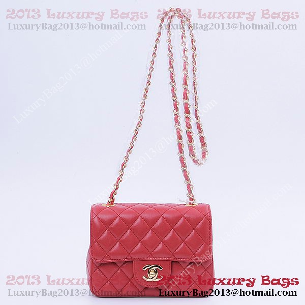 Chanel mini Classic Flap Bag Red Sheekskin 1115 Gold
