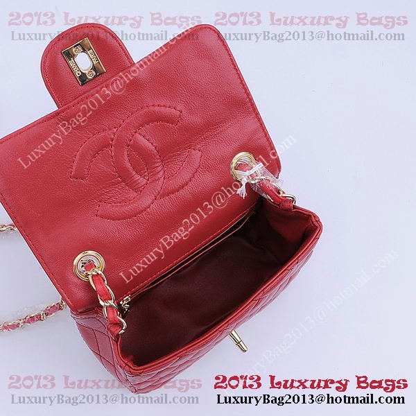 Chanel mini Classic Flap Bag Red Sheekskin 1115 Gold