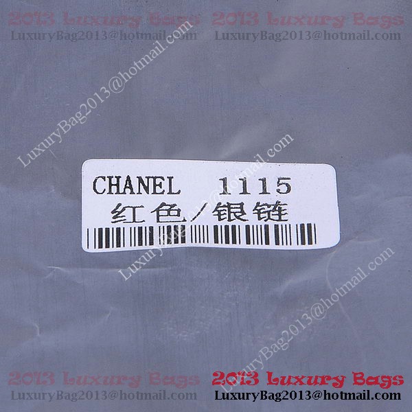 Chanel mini Classic Flap Bag Red Sheekskin 1115 Silver