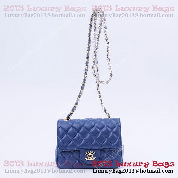Chanel mini Classic Flap Bag RoyalBlue Sheekskin 1115 Gold