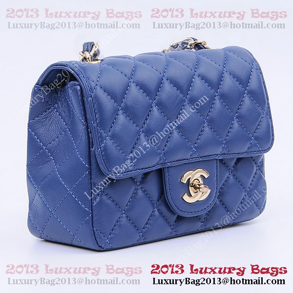Chanel mini Classic Flap Bag RoyalBlue Sheekskin 1115 Gold