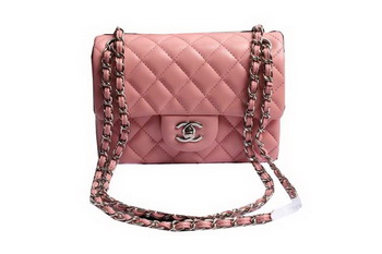Chanel Classic Flap Bags Pink Original Sheepskin Leather A1116 Silver