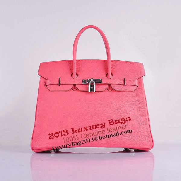 Hermes Birkin 35CM Tote Bag Pink Clemence Leather H6089 Silver