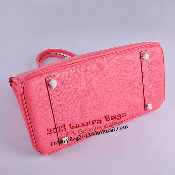 Hermes Birkin 35CM Tote Bag Pink Clemence Leather H6089 Silver