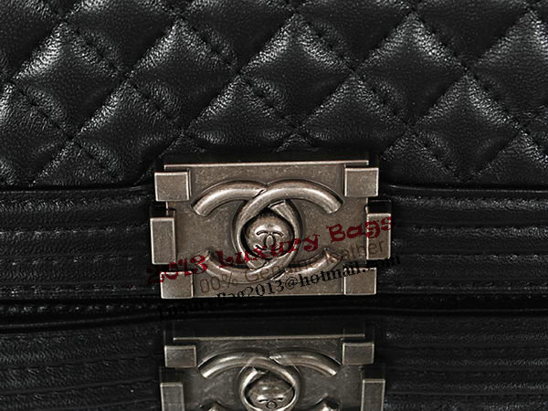 Chanel A67086 Black Lambskin Leather Le Boy Flap Shoulder Bag