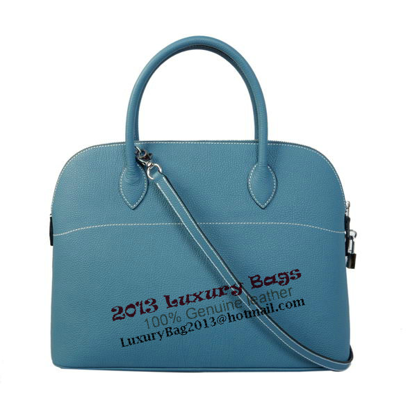 Hermes Bolide 37CM Tote Bags Calf Leather Blue