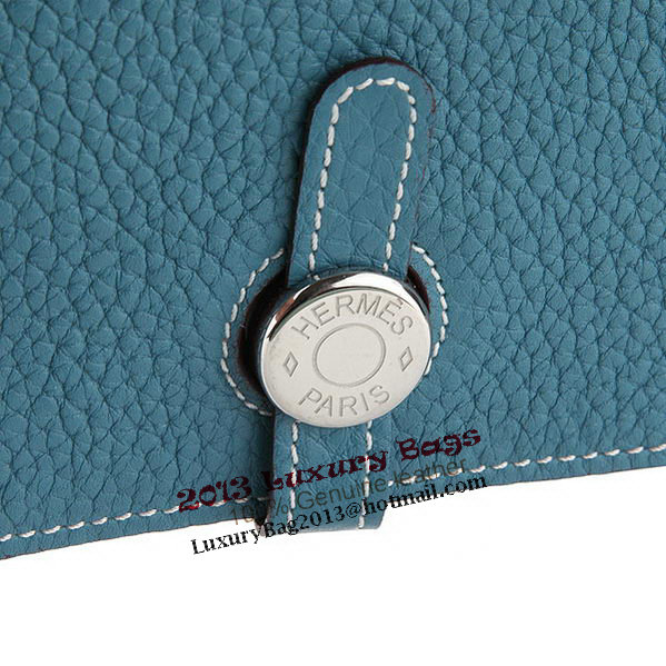 Hermes Dogon Combined Wallet A508 Light Blue