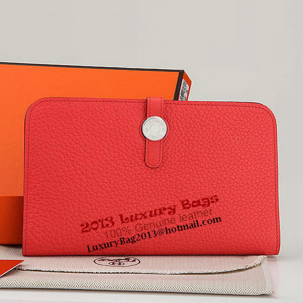 Hermes Dogon Combined Wallet A508 Light Red