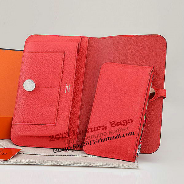 Hermes Dogon Combined Wallet A508 Light Red