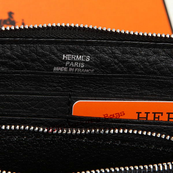 Hermes Evelyn Long Zip Wallet A808 Black