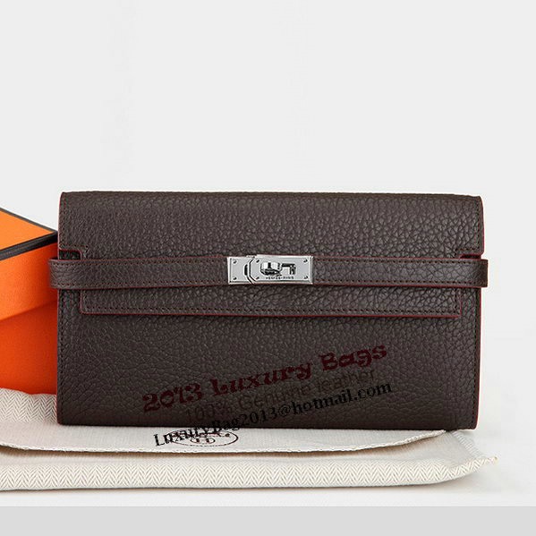 Hermes Kelly Original Leather Bi-Fold Wallet A708 Brown