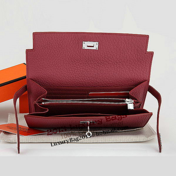 Hermes Kelly Original Leather Bi-Fold Wallet A708 Burgundy