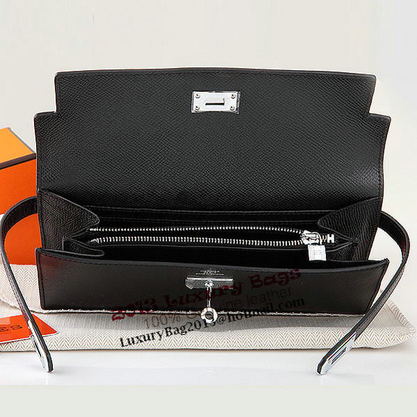 Hermes Kelly Original Saffiano Leather Bi-Fold Wallet A708 Black