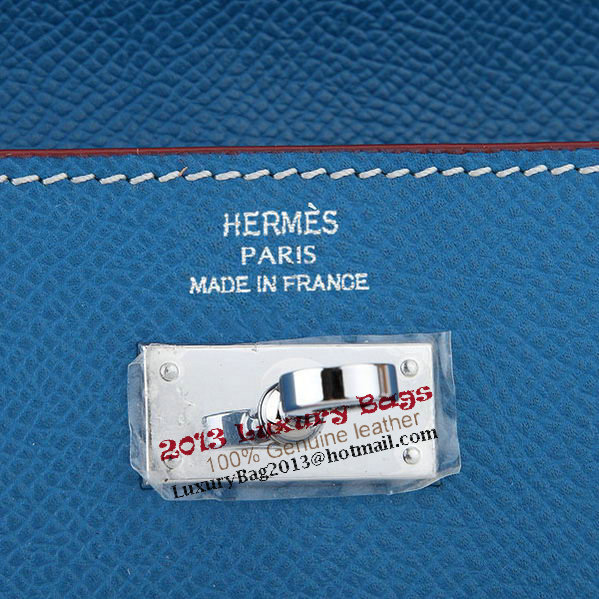Hermes Kelly Original Saffiano Leather Bi-Fold Wallet A708 Blue