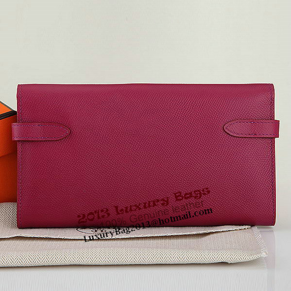 Hermes Kelly Original Saffiano Leather Bi-Fold Wallet A708 Burgundy
