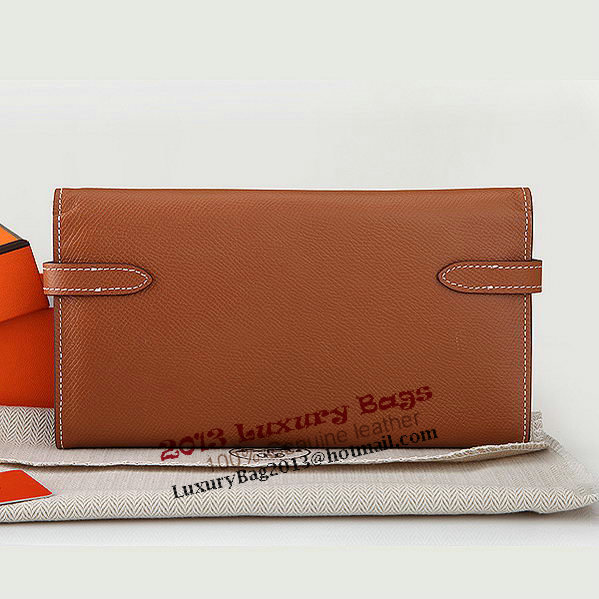 Hermes Kelly Original Saffiano Leather Bi-Fold Wallet A708 Camel