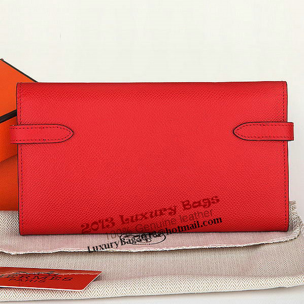 Hermes Kelly Original Saffiano Leather Bi-Fold Wallet A708 Red