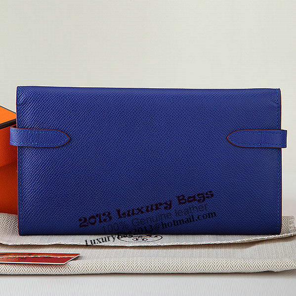 Hermes Kelly Original Saffiano Leather Bi-Fold Wallet A708 RoyalBlue