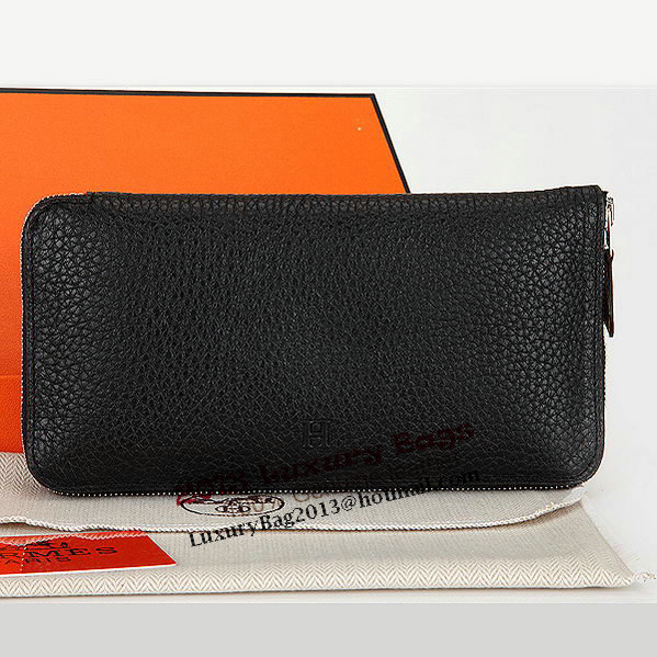 Hermes Zipper Wallet Original Leather A309 Black