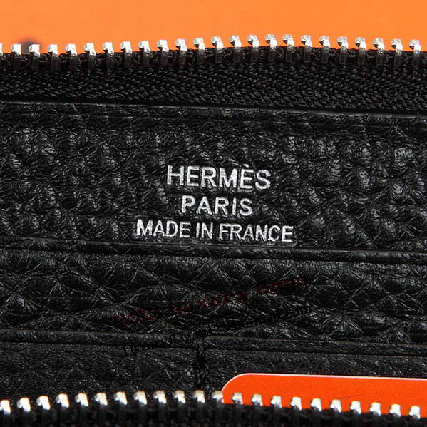 Hermes Zipper Wallet Original Leather A309 Black