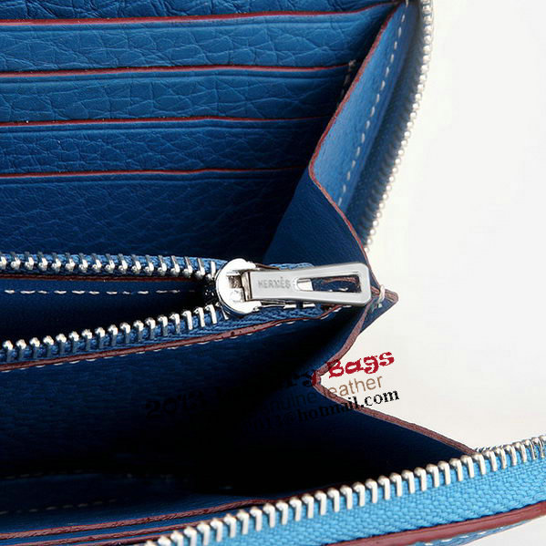 Hermes Zipper Wallet Original Leather A309 Blue