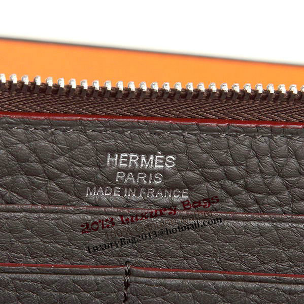 Hermes Zipper Wallet Original Leather A309 Brown