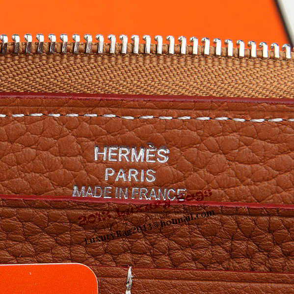 Hermes Zipper Wallet Original Leather A309 Camel