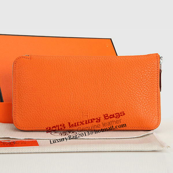 Hermes Zipper Wallet Original Leather A309 Orange