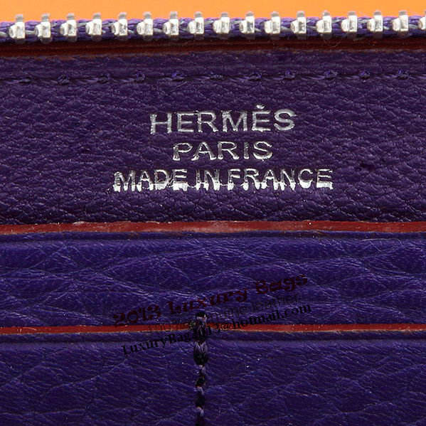 Hermes Zipper Wallet Original Leather A309 Purple