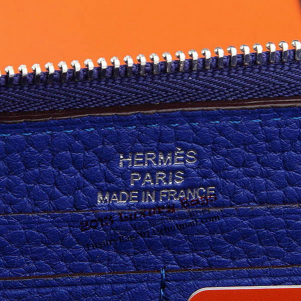 Hermes Zipper Wallet Original Leather A309 RoyalBlue