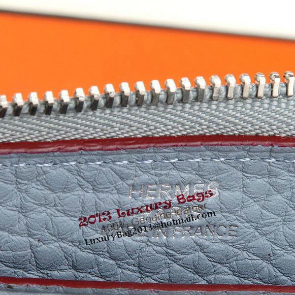 Hermes Zipper Wallet Original Leather A309 SkyBlue