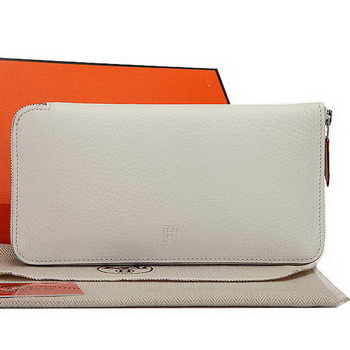 Hermes Zipper Wallet Original Leather A309 White