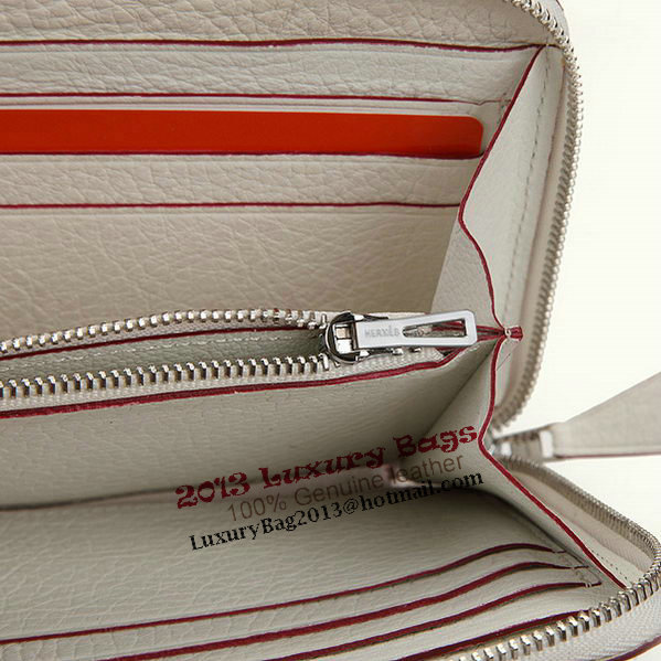 Hermes Zipper Wallet Original Leather A309 White